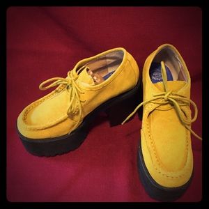 Jeffrey Campbell yellow suede platforms